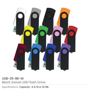 Black Swivel USB Flash Drives - Image 3