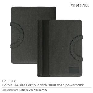 Dorniel Portfolio A4 with 8000mAh Powerbank and LED Logo - Image 3