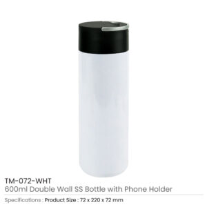 Double Wall SS Bottle, Twist-off Lid with Phone Holder 600 ml - Image 7