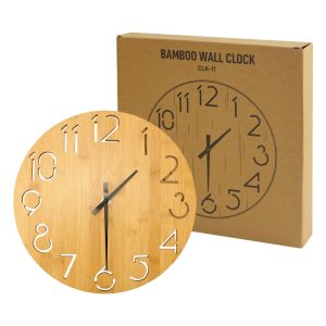 Round Bamboo Wall Clock, 28 cm Dia, Type Analog - Image 6