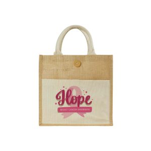 Eco-Friendly Jute Bags with Breast Cancer Awareness Logo - Image 1