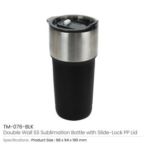 Double Wall SS Tumblers with Slide-Lock PP Lid 591ml - Image 4