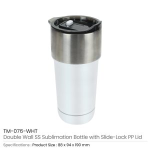 Double Wall SS Tumblers with Slide-Lock PP Lid 591ml - Image 5