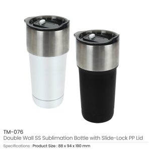 Double Wall SS Tumblers with Slide-Lock PP Lid 591ml - Image 3