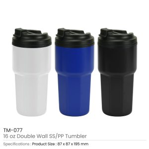 Double Wall Tumblers Flip-top PP Lid in 473ml - Image 3