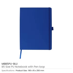 PU Notebooks B5 Size with Pen Loop, Ribbon Bookmark and Elastic Band - Image 8