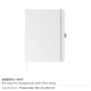 PU Notebooks B5 Size with Pen Loop, Ribbon Bookmark and Elastic Band - Image 6