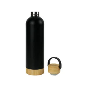 Double Wall SS Bottles with Bamboo Base & Lid 750 ml - Image 4