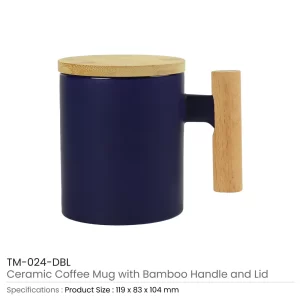 Ceramic Coffee Mugs with Bamboo Handle and Lid 380ml - Image 8