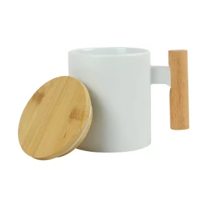 Ceramic Coffee Mugs with Bamboo Handle and Lid 380ml - Image 5