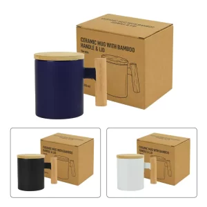 Ceramic Coffee Mugs with Bamboo Handle and Lid 380ml - Image 10