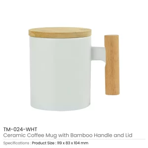 Ceramic Coffee Mugs with Bamboo Handle and Lid 380ml - Image 7