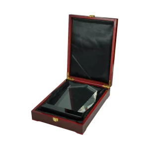 Crystal Award with Black Base in Wooden Box - Image 4