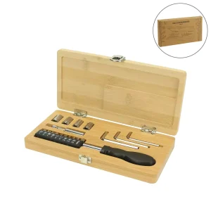 Tool Set in Bamboo Box with Silver Lock - Image 1