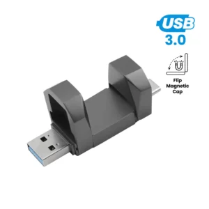 OTG USB Flip in Gun Metal 32GB V. 3.0 Type C Flip Magnetic Cap - Image 1