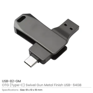 Swivel OTG USB in Gun Metal 64GB V. 3.0 Type C - Image 3