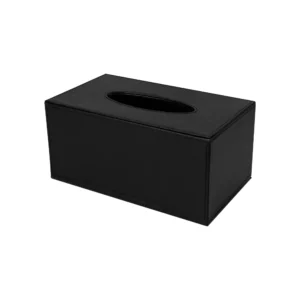 Tissue Box in PU Leather Material Black Color - Image 1