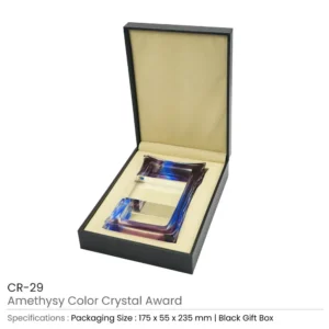 Amethyst Color Crystal Awards in Black Presentation Box - Image 5