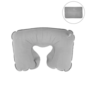 Inflatable Neck Pillow with Pouch – Grey - Image 1