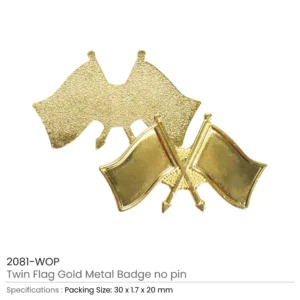 Twin Flag Metal Badges Golden Imprint Your Country Flag - Image 3