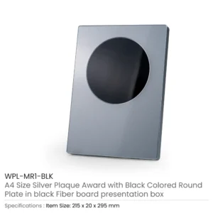 A4 Aluminum Award Plaques with Round Colored Plate and Stand - Image 6