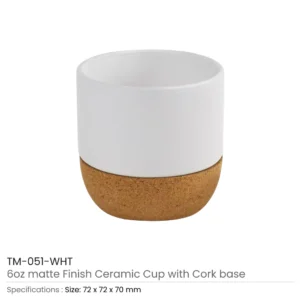 Ceramic Cup with Cork Base 6 oz Matte Finish Ramadan Gifts - Image 3
