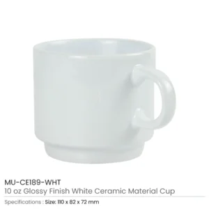 Ceramic Cups 10 Oz Glossy Finish White Color - Image 3