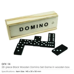 Domino Set Game in Wooden Slide Box – 28 Black Wooden Pieces - Image 4