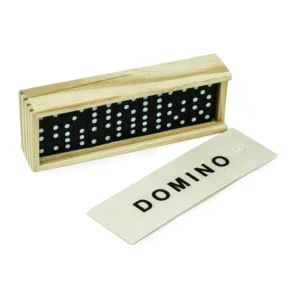 Domino Set Game in Wooden Slide Box – 28 Black Wooden Pieces - Image 6