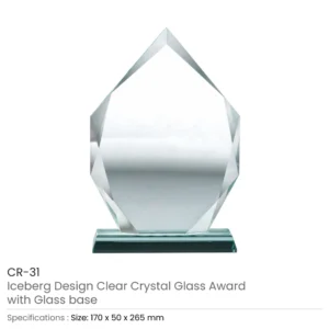 Iceberg Design Crystal Awards with Glass Base - Image 7