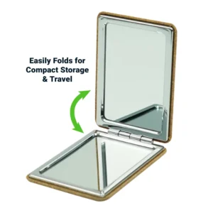 Rectangle Pocket Mirror, Double-Sided Foldable with Cork Finish Cover - Image 7