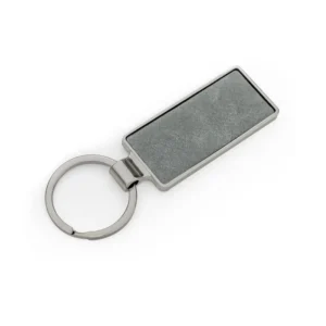 Silver Shiny Metal Keychains with Laserable PU Leather Plate - Image 4