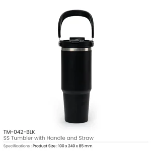 Tumbler with Handle and Straw SS Double Wall 900ml - Image 8