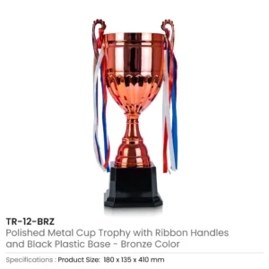 Metal Cup Trophies with Removable Ribbon Attached to Both Handles - Image 10